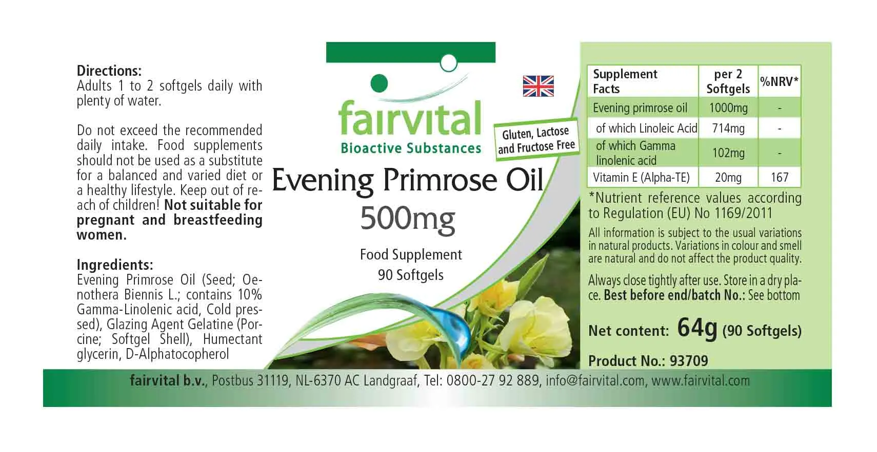 Evening primrose oil 500mg - 90 softgels