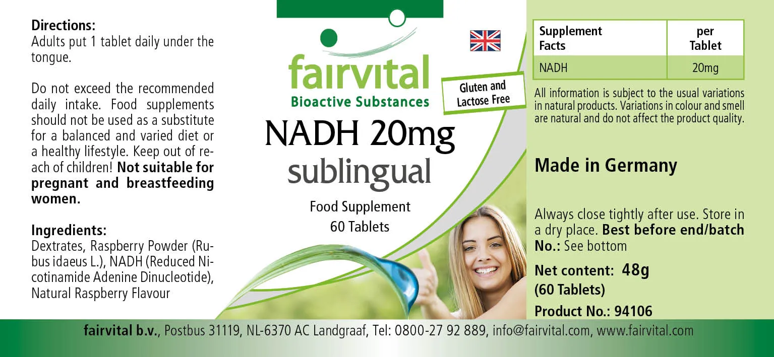 NADH 20mg sublingual - 60 comprimés