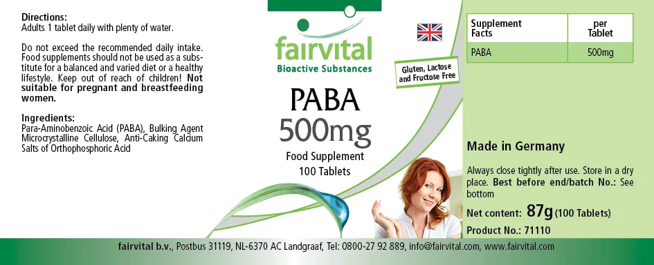 PABA - Vitamine B-10 - 100 comprimés