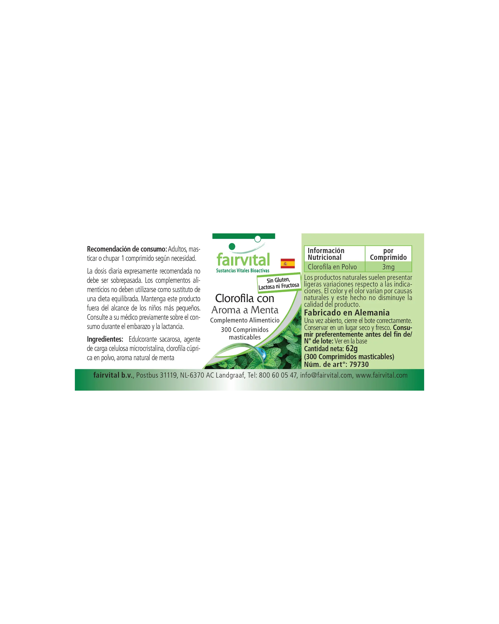 Chlorophyll mit Minzaroma - 300 Kautabletten - vegan | Fairvital