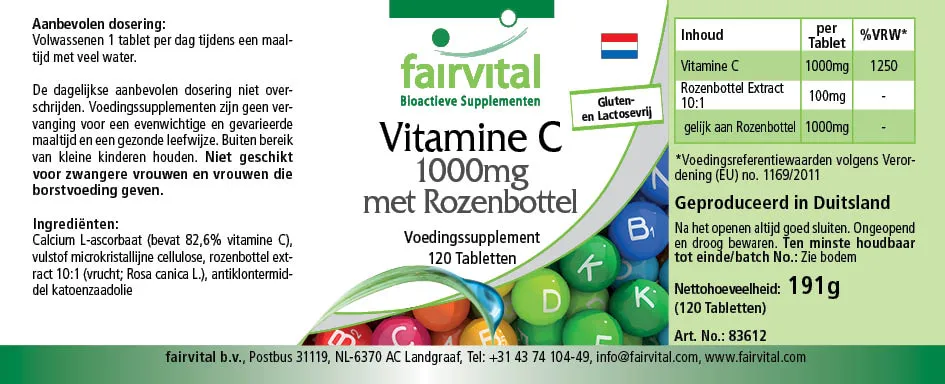 Vitamine C 1000mg met rozenbottel - 120 tabletten