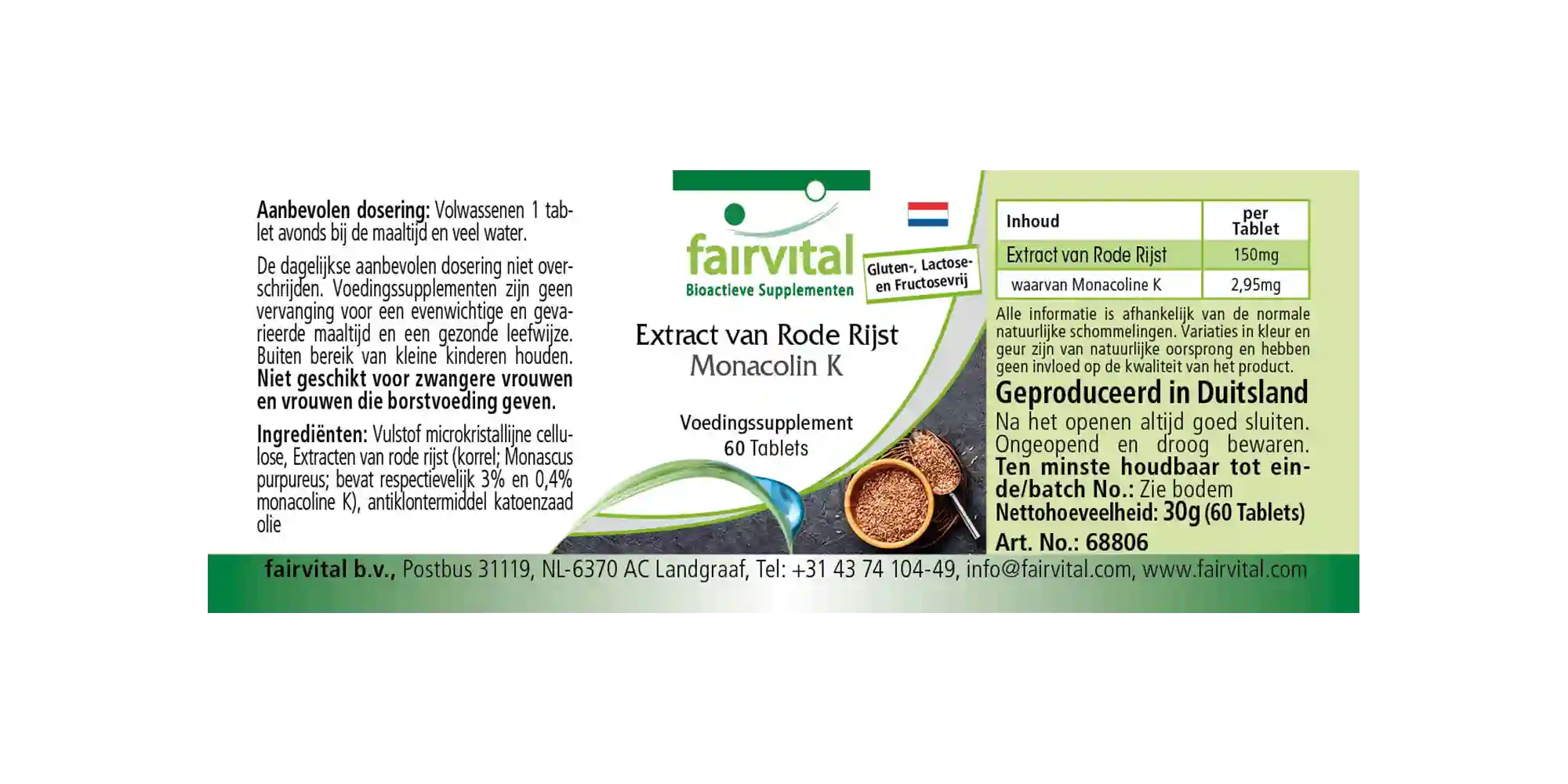 Extrait de riz rouge avec 2,95 mg de monacoline K Extrait de riz rouge avec 2,95 mg de monacoline K