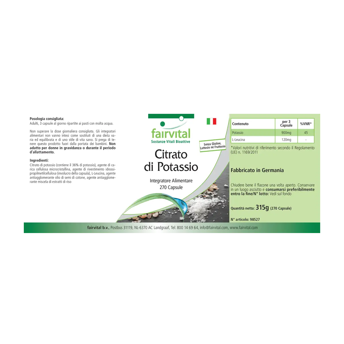Kaliumcitrat - 270 Kapseln - 300mg Kalium pro Kapsel - Hochdosiert und Vegan | Fairvital Kaliumcitrat - 270 Kapseln - 300mg Kalium pro Kapsel - Hochdosiert und Vegan | Fairvital