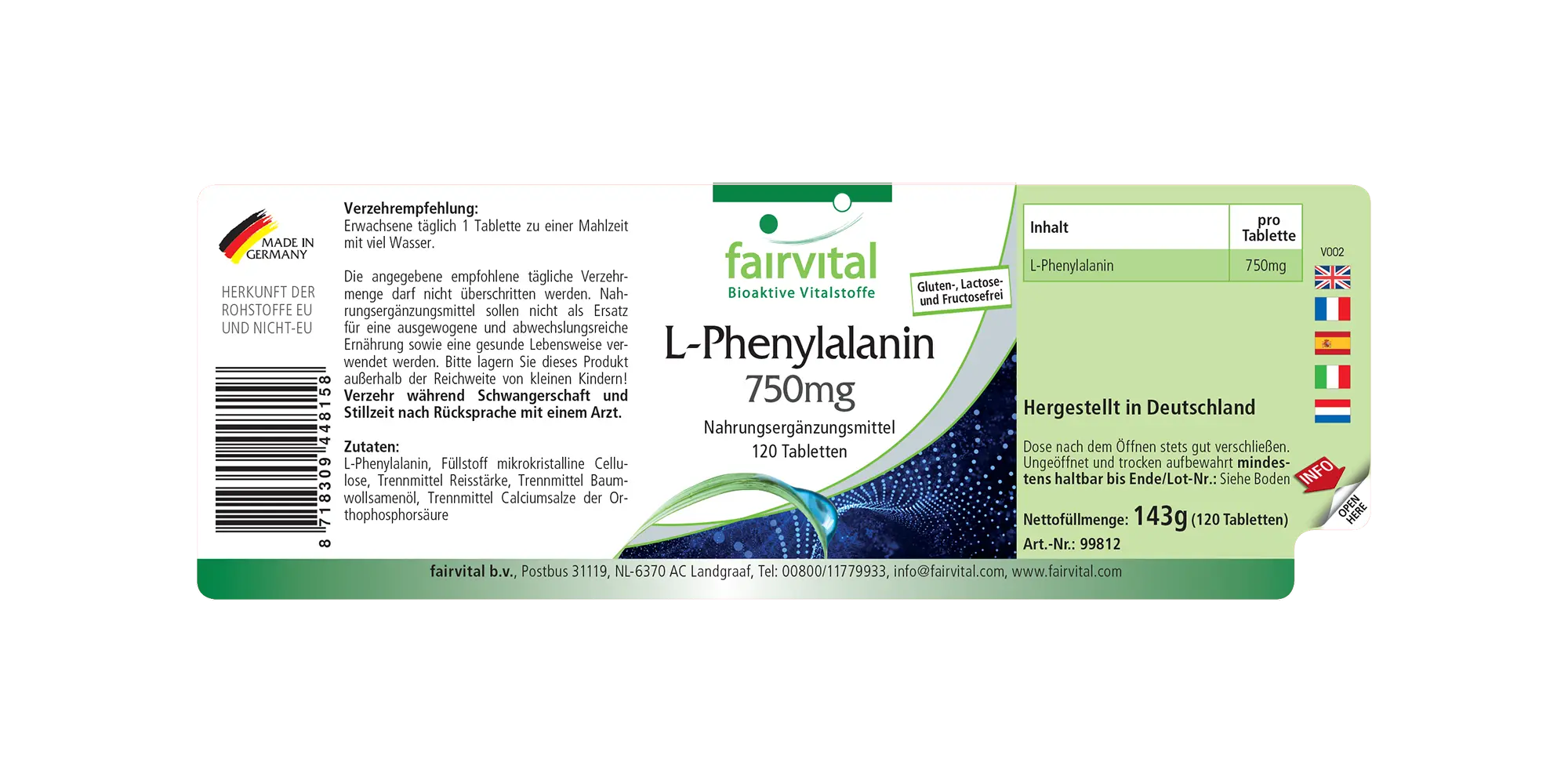 L-Phenylalanine 750mg - 120 Tablets L-Phenylalanine 750mg - 120 Tablets