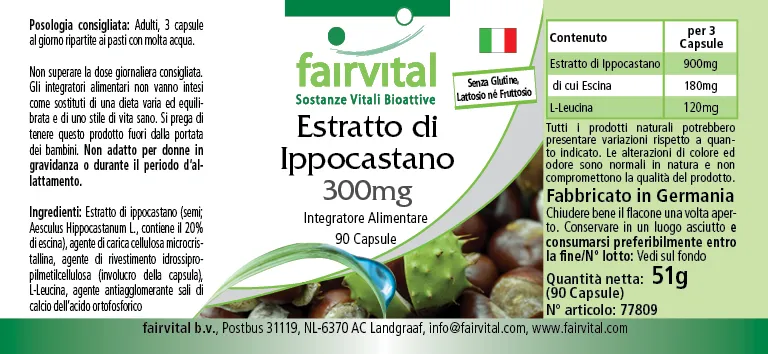 Estratto di Ippocastano 300mg - 90 capsule