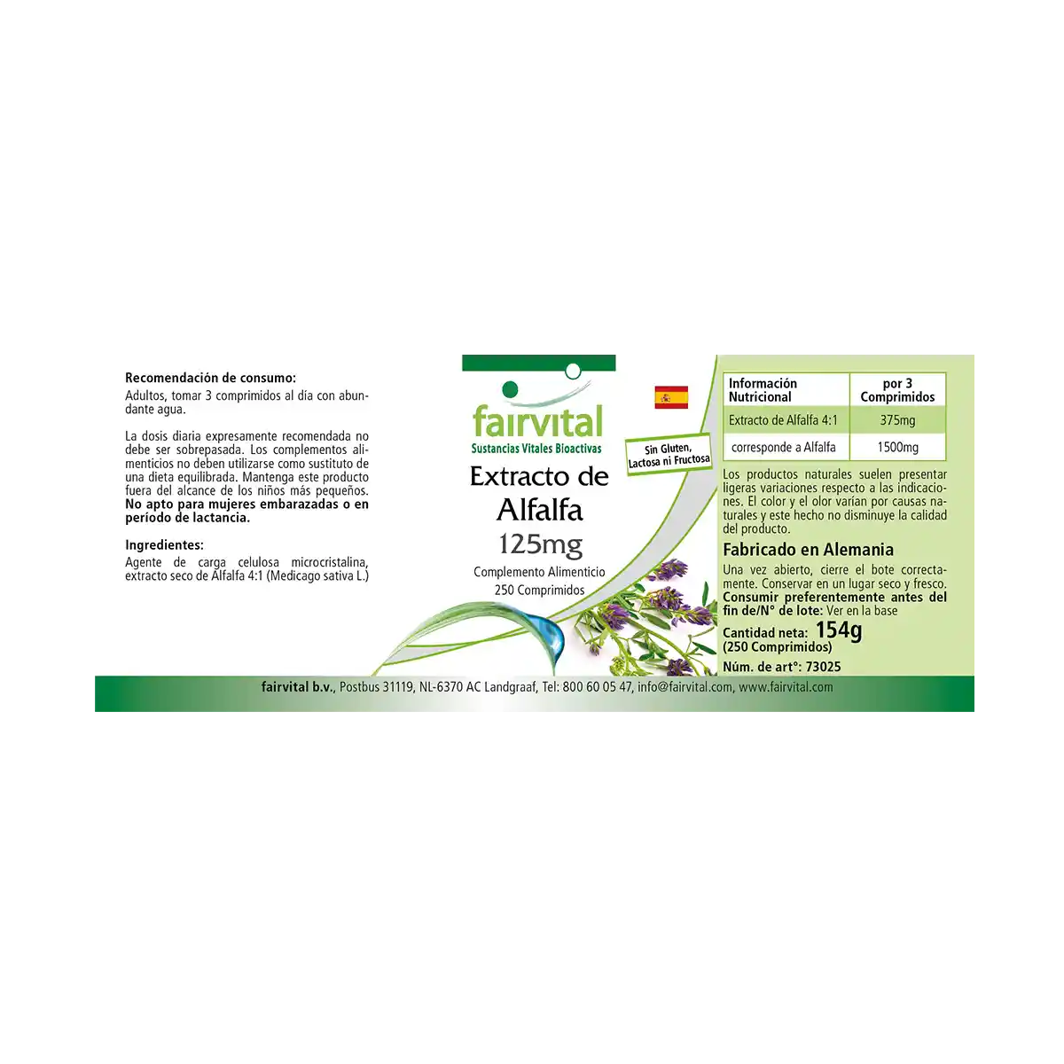 Alfalfa-extract 4:1 125mg - 250 tabletten