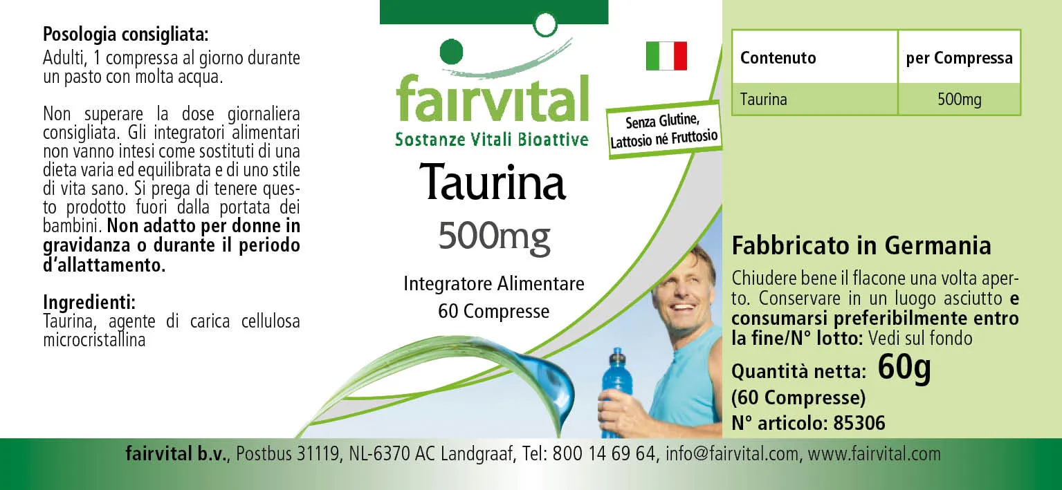 Taurine 500mg - 60 tablets