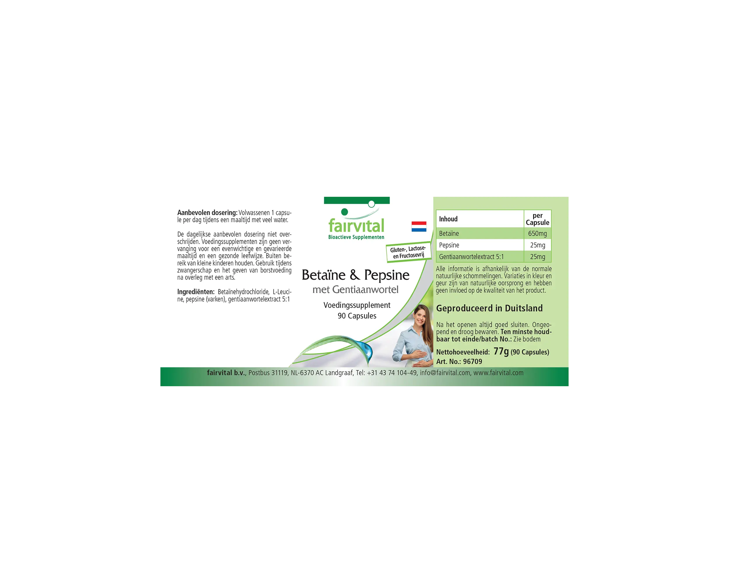 Betain & Pepsin mit Enzianwurzel - 90 Kapseln - schluckfreundlich | Fairvital