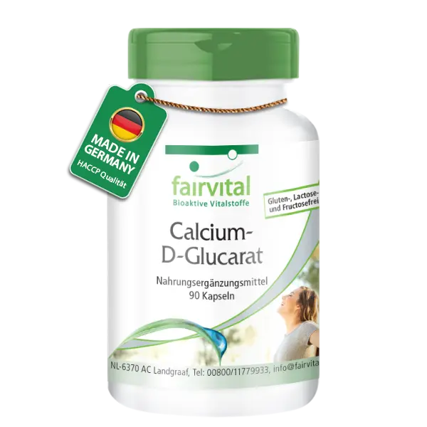 Calcium-D-Glucarat - 90 Kapseln - für Knochen, Zähne und Muskeln - Hochdosiert | Fairvital Calcium-D-Glucarat - 90 Kapseln - für Knochen, Zähne und Muskeln - Hochdosiert | Fairvital