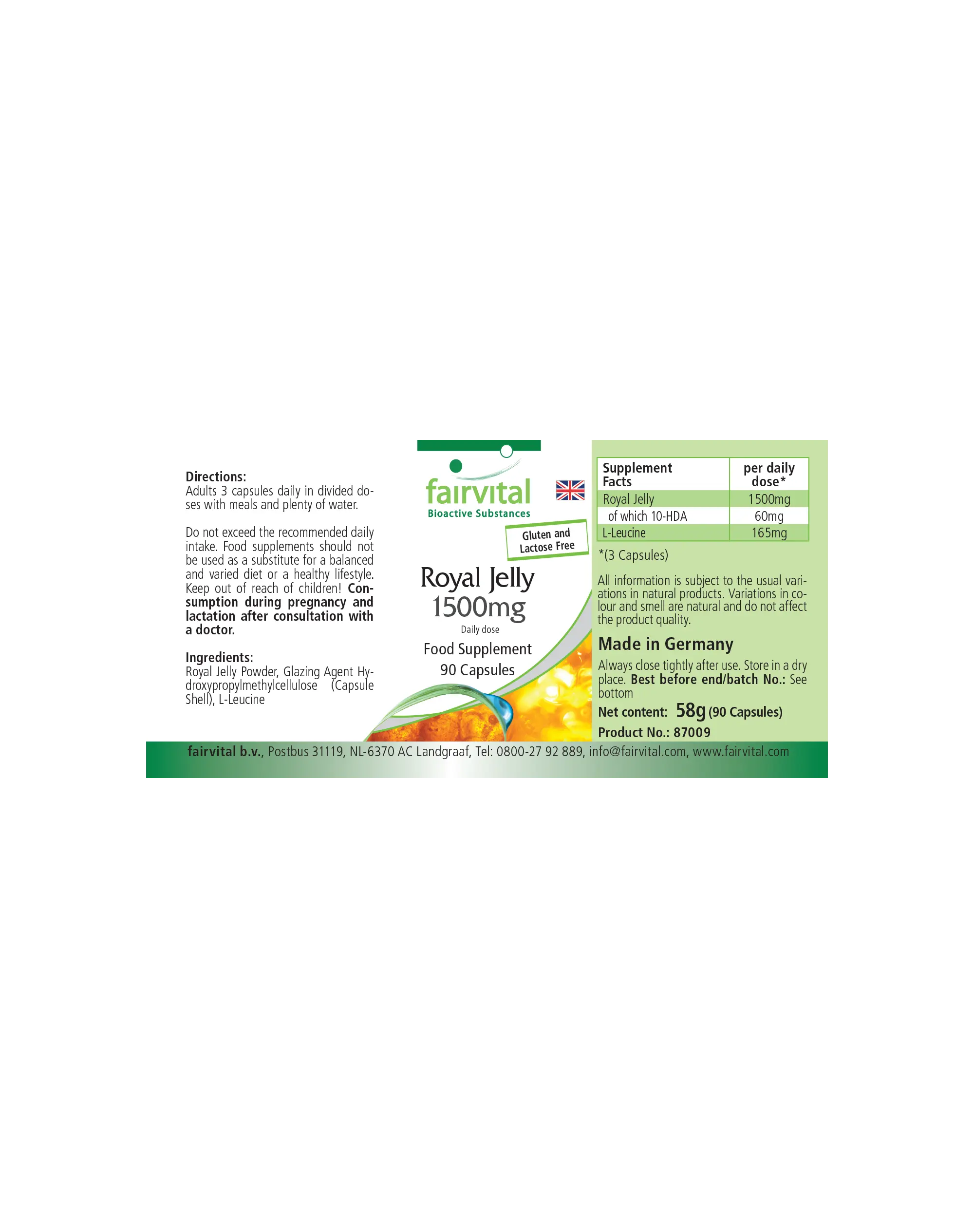 Royal Jelly Extract 1500mg - 90 Capsules