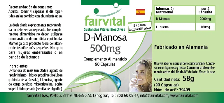 D-mannose 500mg - 90 capsules