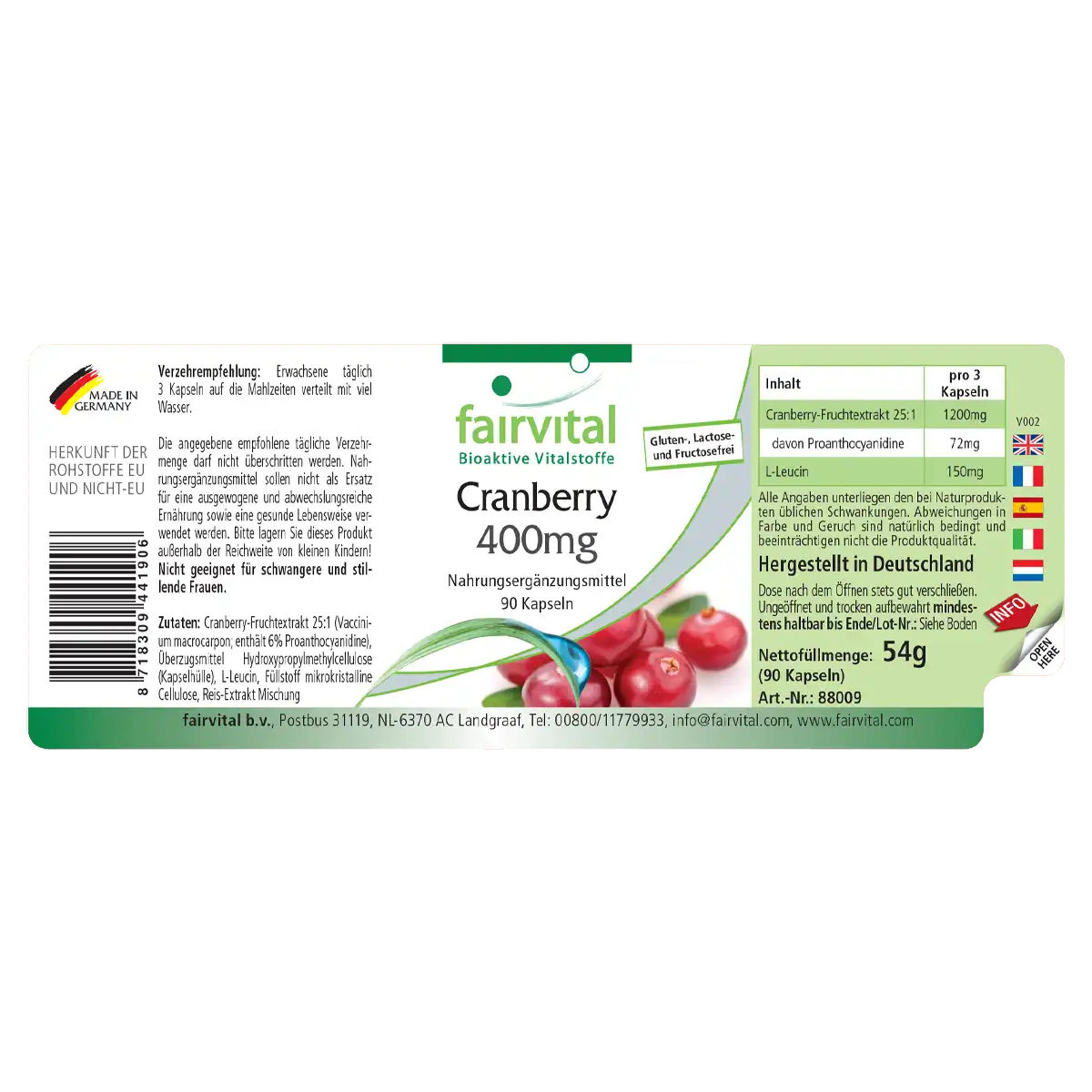 Cranberry 400mg - 90 Kapseln - Hochdosiert und Vegan | Fairvital Cranberry 400mg - 90 Kapseln - Hochdosiert und Vegan | Fairvital