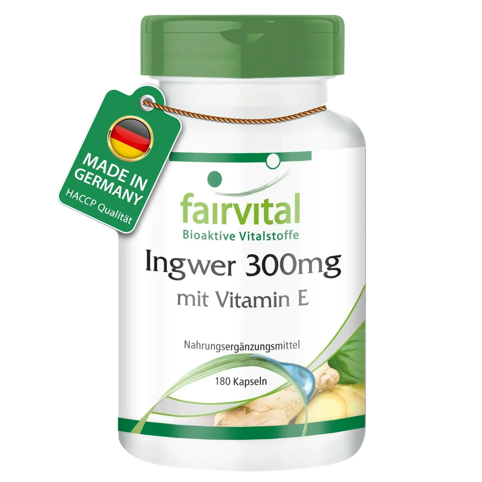 Ingwer 300mg mit Vitamin E - 180 Kapseln - Zellschutz - Hochdosiert und Vegan | Fairvital Ingwer 300mg mit Vitamin E - 180 Kapseln - Zellschutz - Hochdosiert und Vegan | Fairvital
