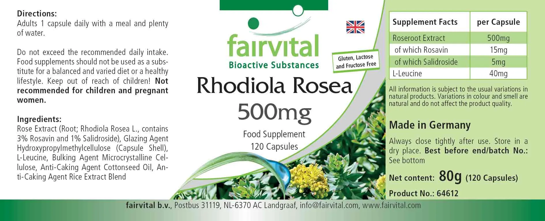 Rhodiola Rosea 500mg - 120 gélules
