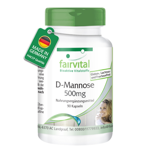 D-Mannose 500mg - 90 Kapseln - natürliches Monosaccharid - Hochdosiert und Vegan | Fairvital