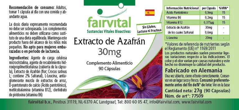 Saffraan extract 30mg - 90 capsules