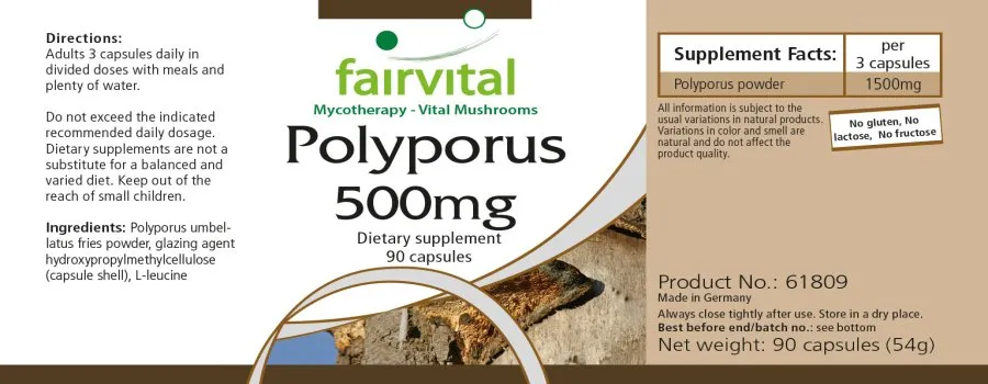 Polyporus - de zuivere paddenstoel 500mg - 90 capsules