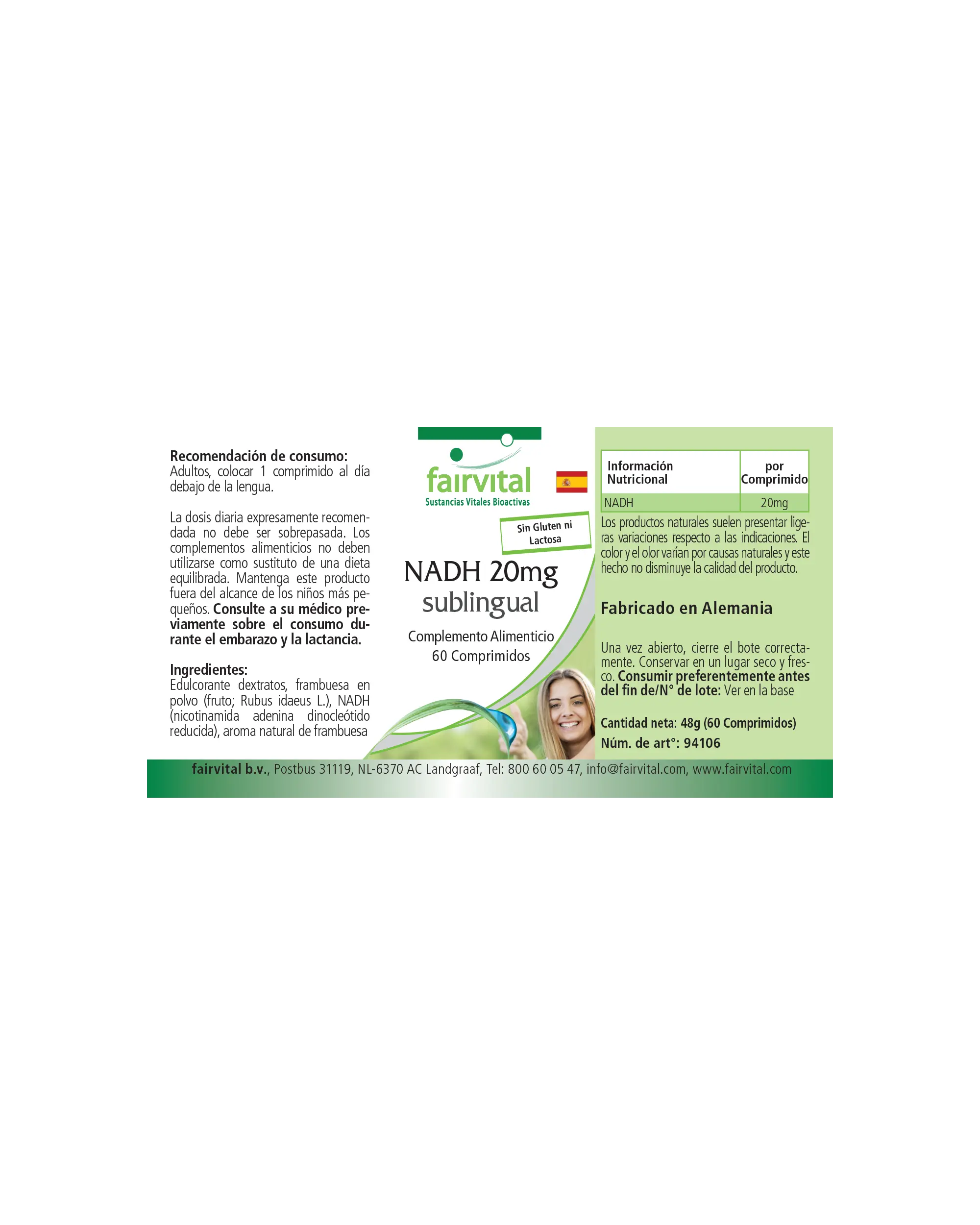 NADH 20mg sublingual-60 Tabletten zum Lutschen-Vegan | Fairvital