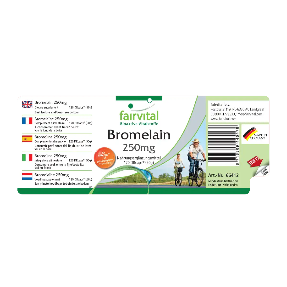 Bromelain 250mg - 120 DRCaps™ - 1000mg pro Tagesdosis - 600 F.I.P. - Ananasenzym - Vegan | Fairvital Bromelain 250mg - 120 DRCaps™ - 1000mg pro Tagesdosis - 600 F.I.P. - Ananasenzym - Vegan | Fairvital