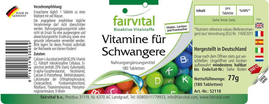 Vitamines voor zwangere vrouwen