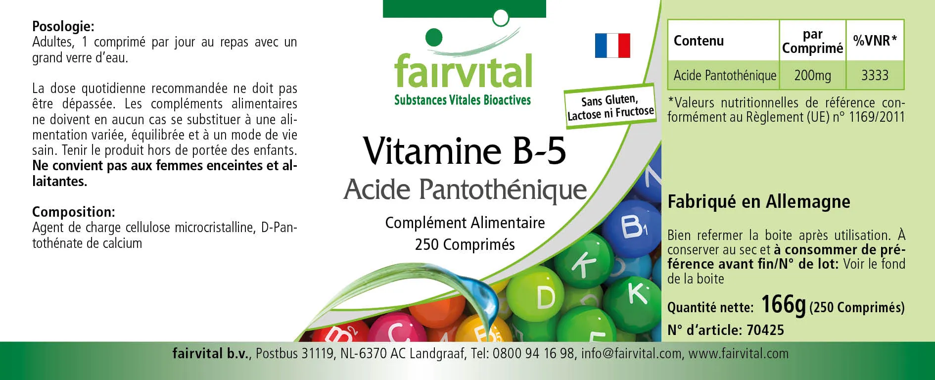 Vitamin B5 Pantothenic Acid 200mg – 250 Tablets Vitamin B5 Pantothenic Acid 200mg – 250 Tablets
