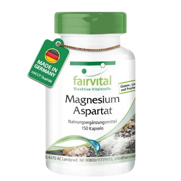 Magnesiumaspartat - 150 Kapseln - für Muskeln, Knochen, Elektrolytgleichgwicht uvm. | Fairvital Magnesiumaspartat - 150 Kapseln - für Muskeln, Knochen, Elektrolytgleichgwicht uvm. | Fairvital