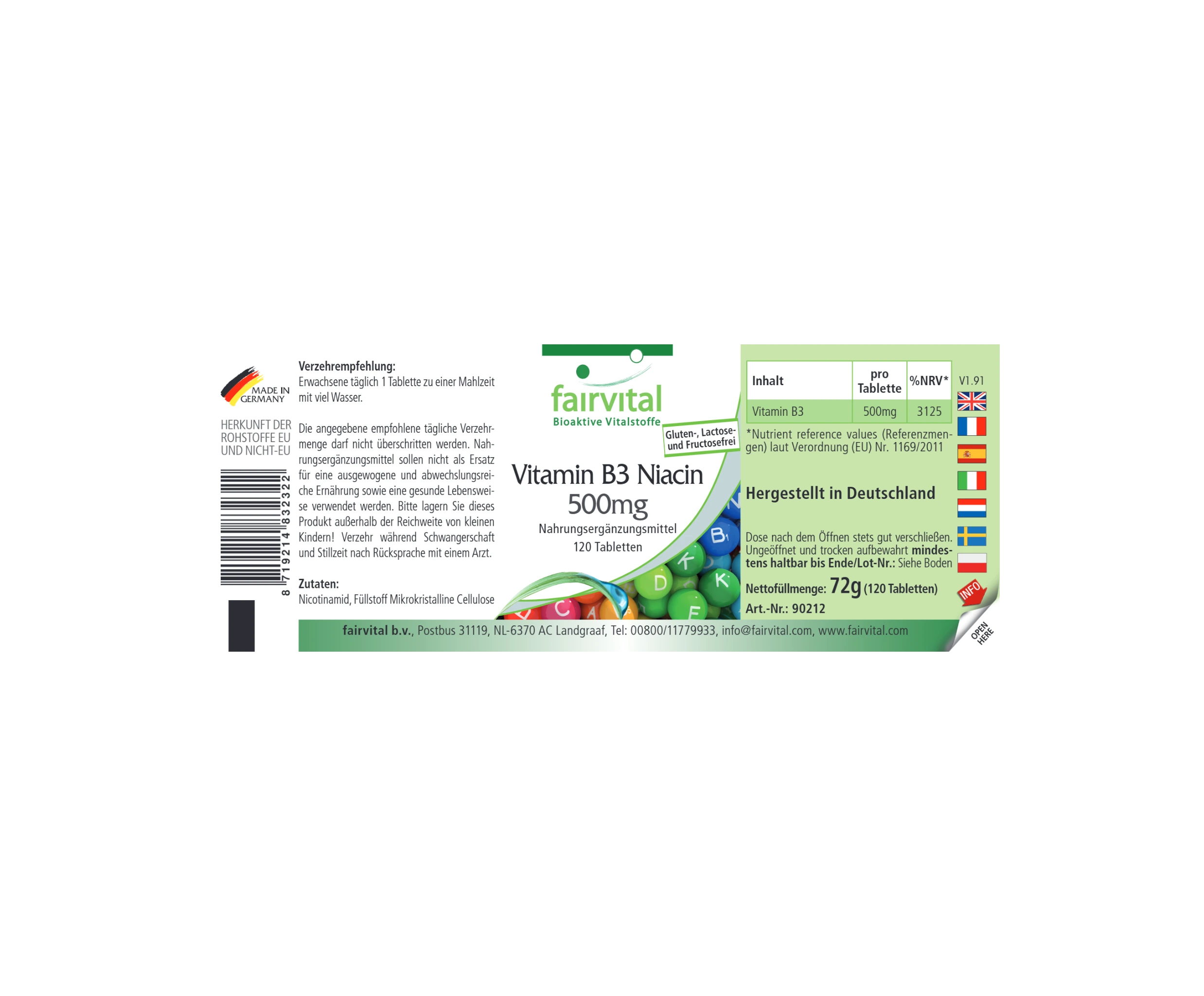 Vitamin B3 Niacin 500mg