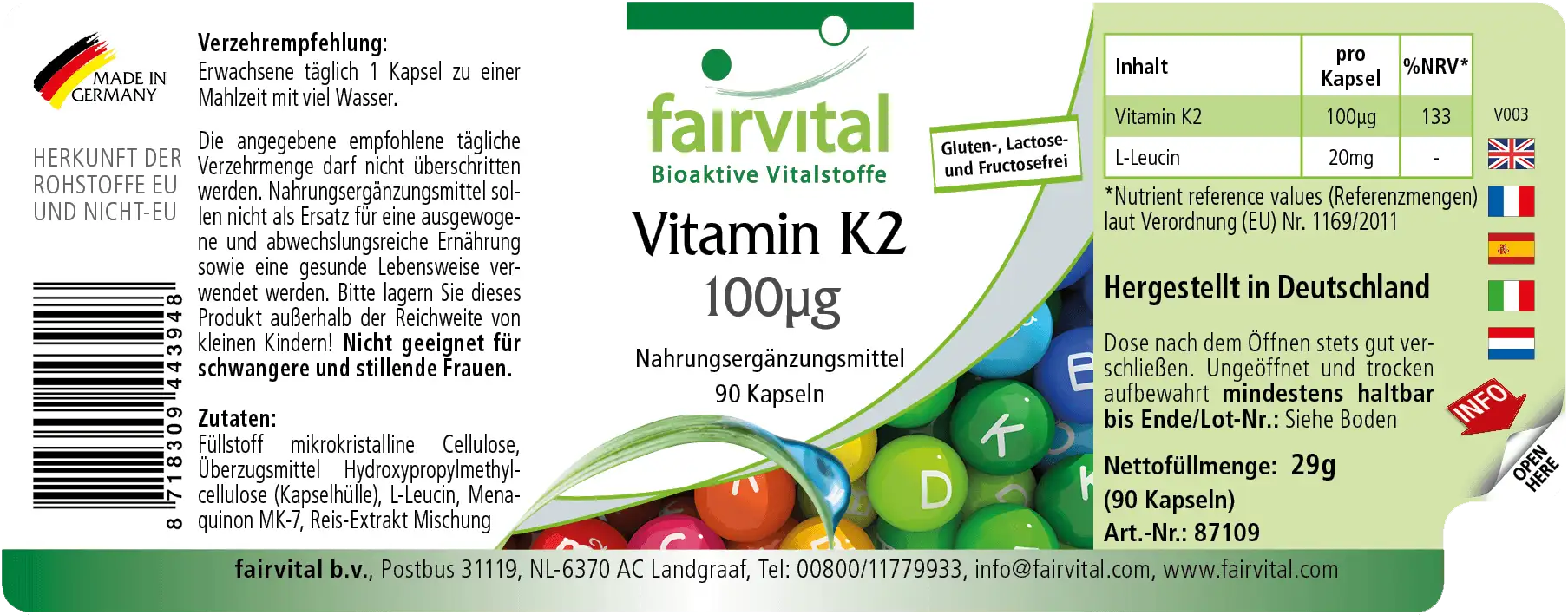 Vitamina K2 100µg - 90 Cápsulas
