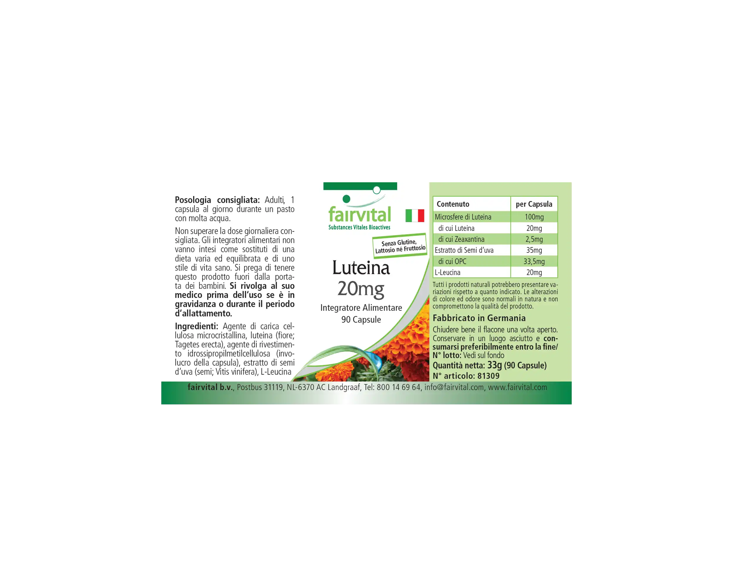 Lutein 20mg - 90 Kapseln - mit Zeaxanthin - mikroverkapselt - ohne Magnesiumstearat | Fairvital Lutein 20mg - 90 Kapseln - mit Zeaxanthin - mikroverkapselt - ohne Magnesiumstearat | Fairvital