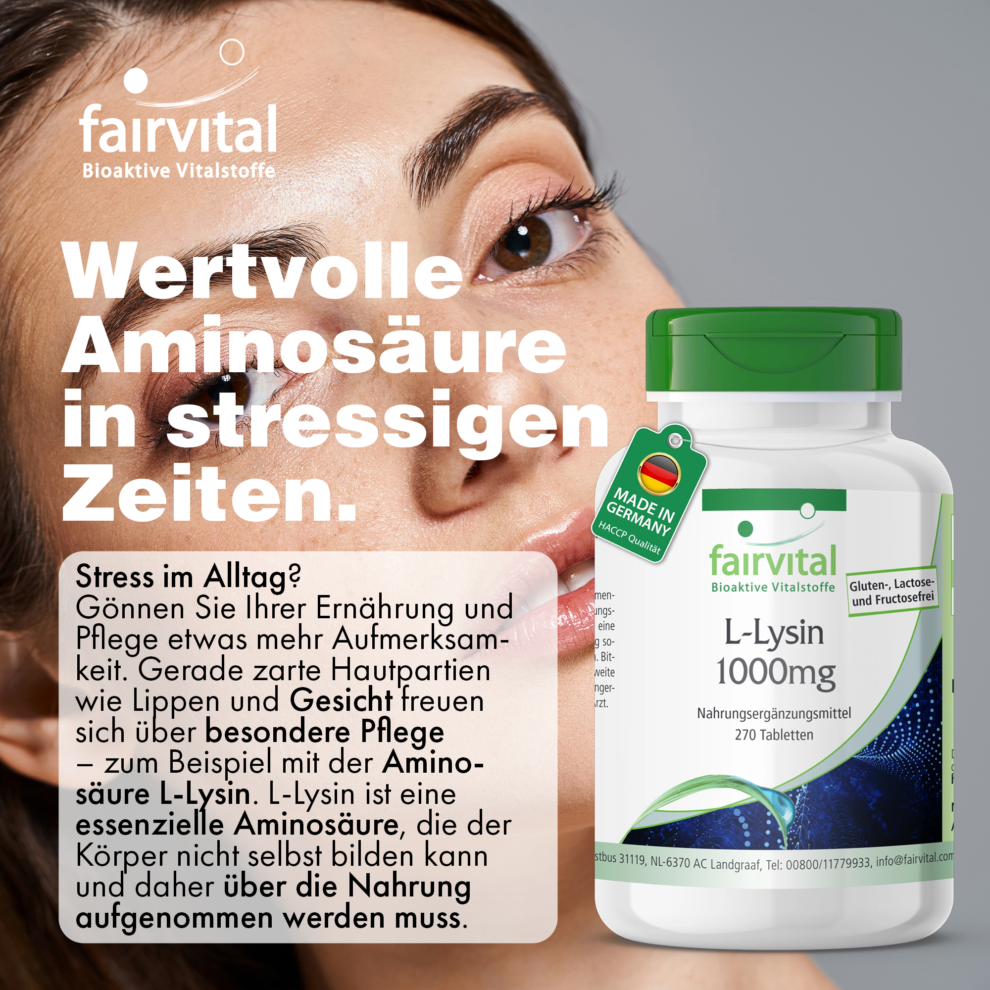 L-Lysin 1000mg - 270 Tabletten - vegan | Fairvital