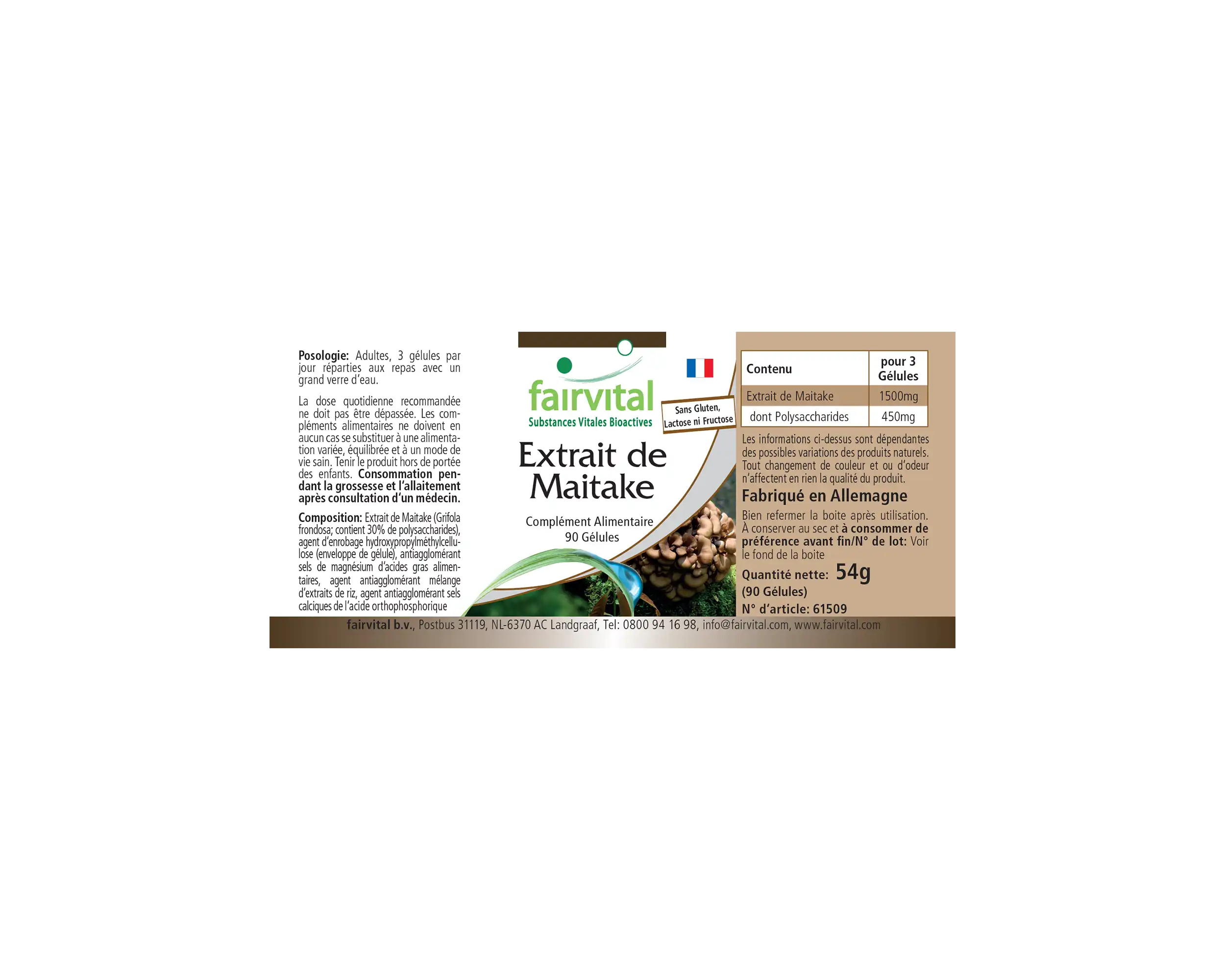 Maitake Extrakt - 90 Kapseln - Grifola frondosa - 30% Polysaccharide - Hochdosiert und Vegan | Fairvital