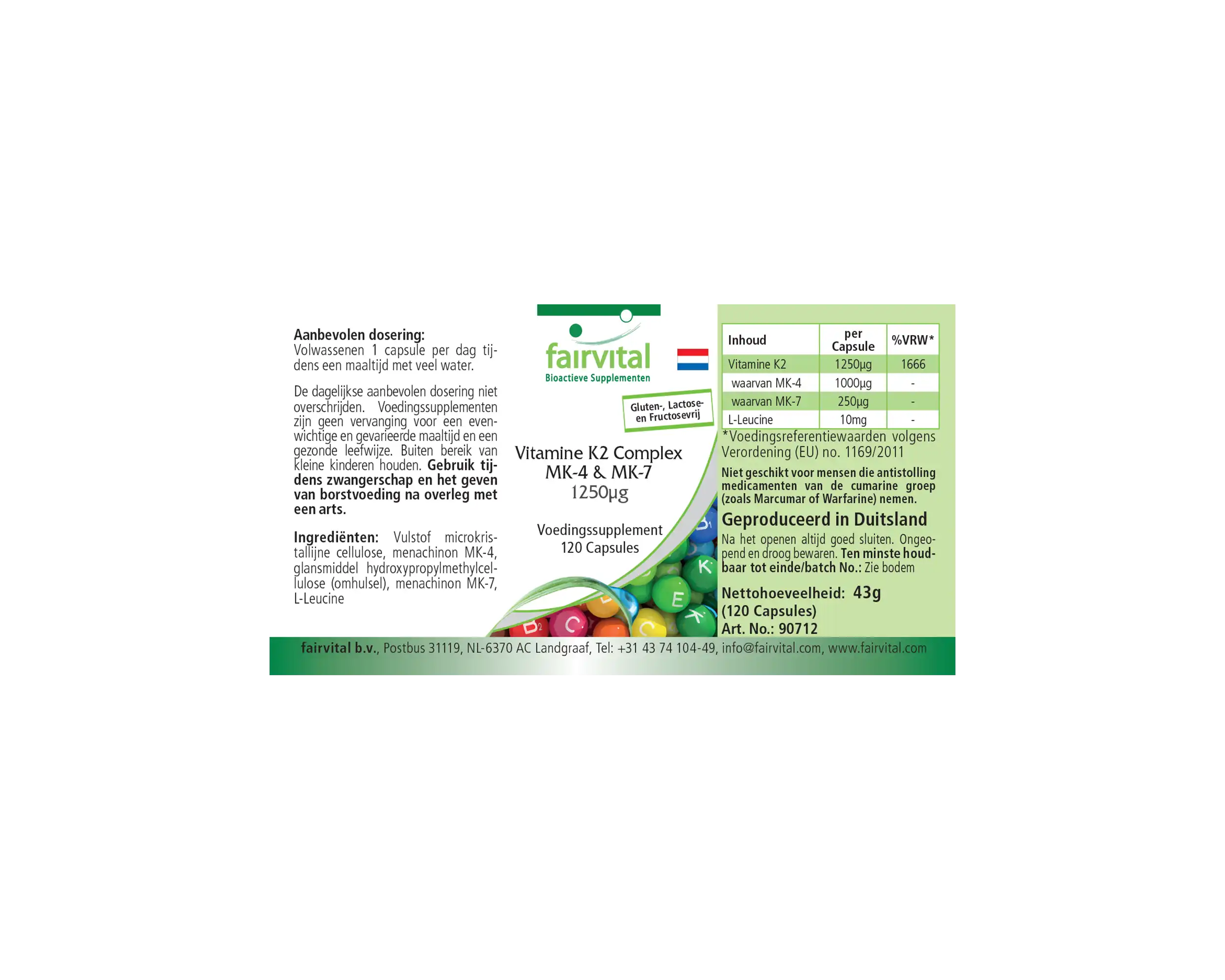 Vitamin K2 Komplex MK-4 & MK-7 1250µg