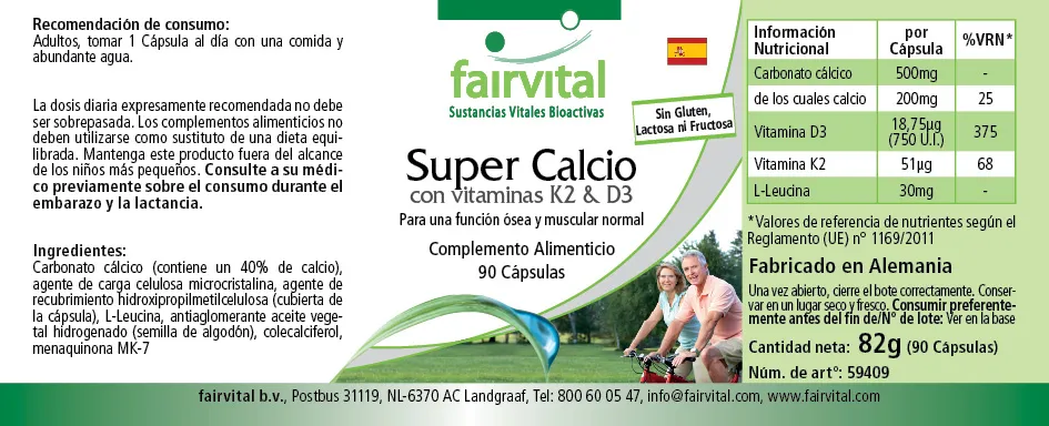 Super Calcium con vitaminas K2 y D3