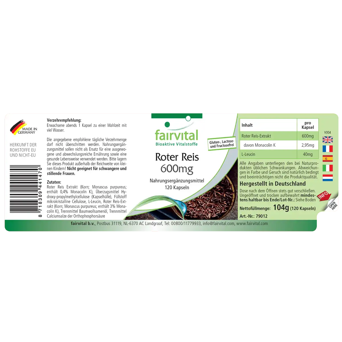 Arroz Rojo 600mg Arroz Rojo 600mg