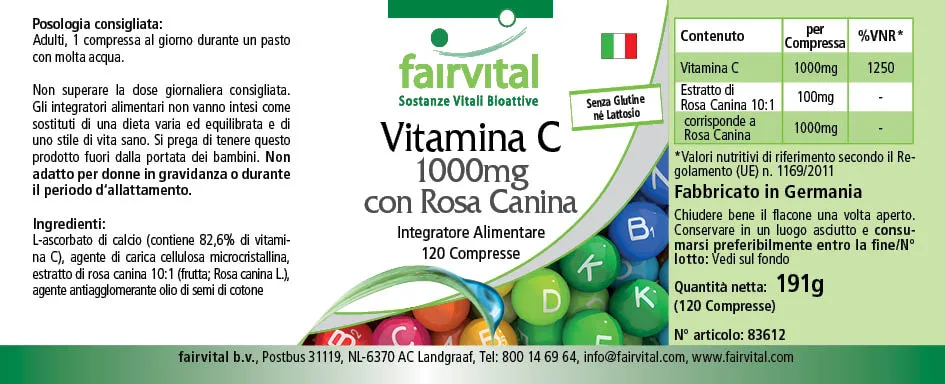 Vitamine C 1000mg met rozenbottel - 120 tabletten