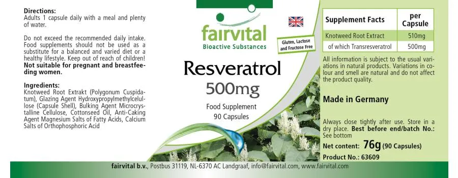 Resveratrol 500mg - 90 Cápsulas