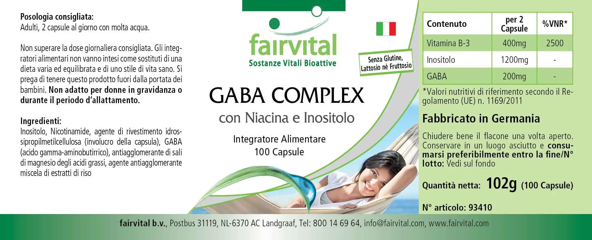 GABA COMPLEX con Niacina e Inositol - 100 Cápsulas