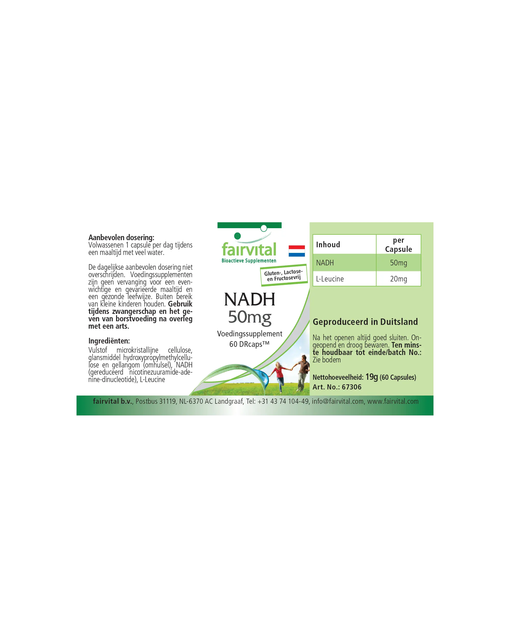 NADH 50mg - 60  DRCaps™ - Coenzym 1 - Hochdosiert und Vegan | Fairvital