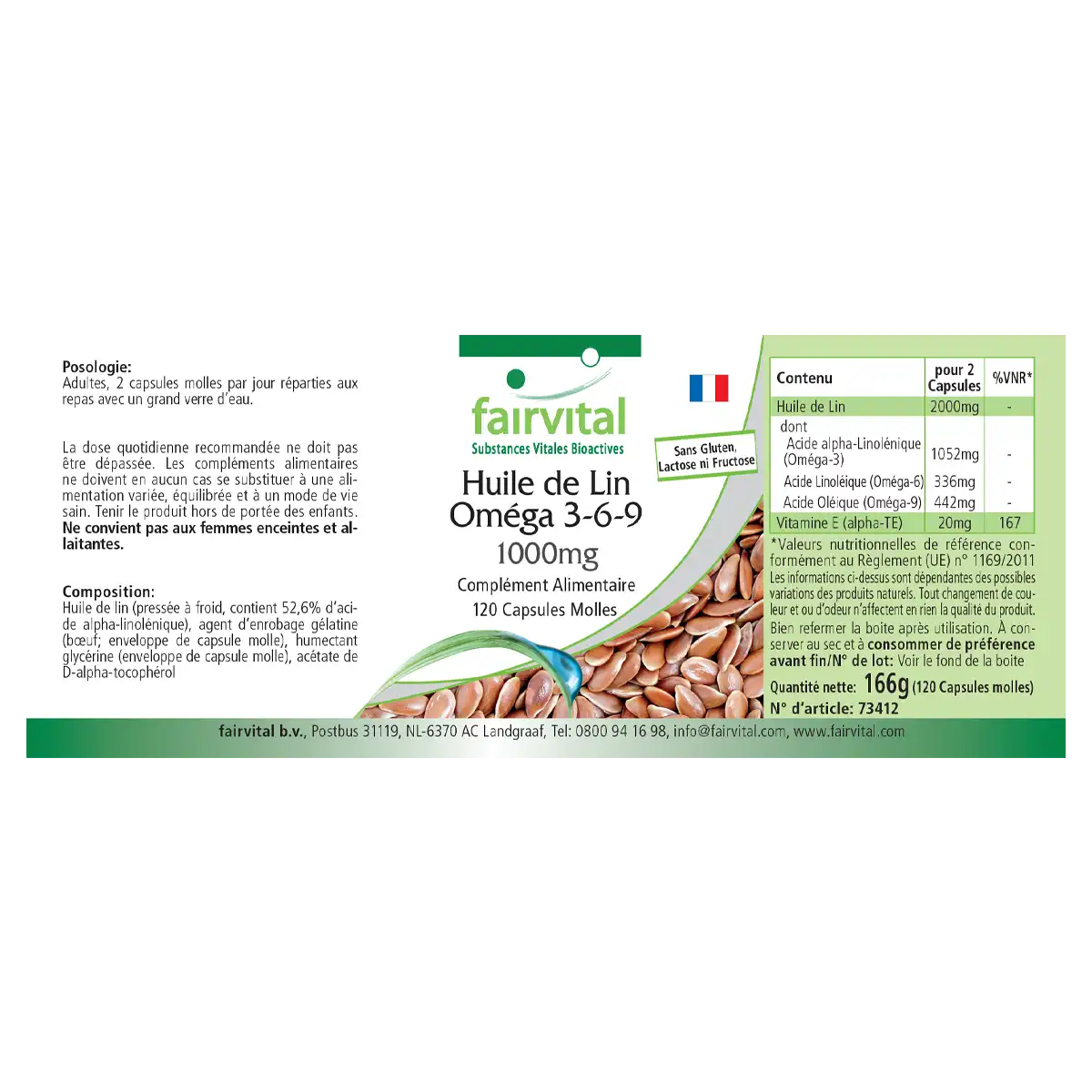 Flax seed oil linseed oil omega-3-6-9 - 120 softgels