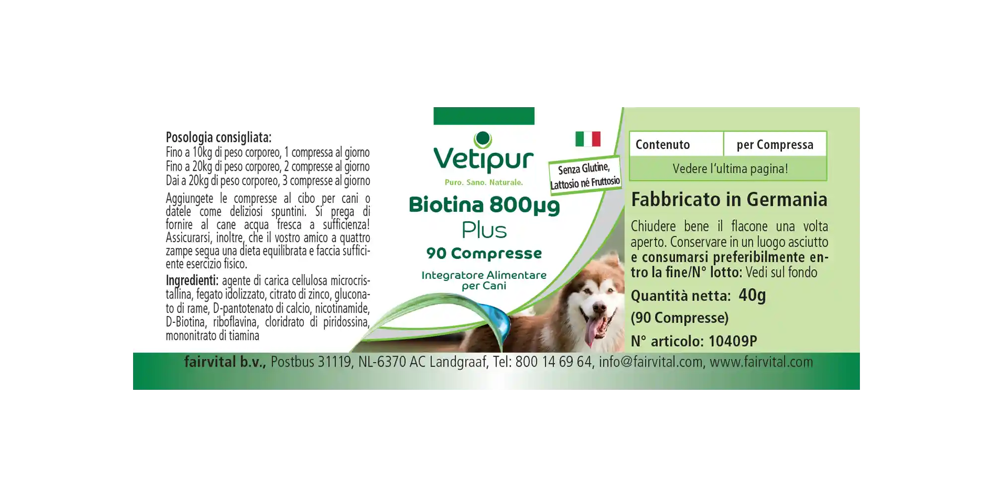 Biotina 800µg - 90 compresse per cani | Vetipur
