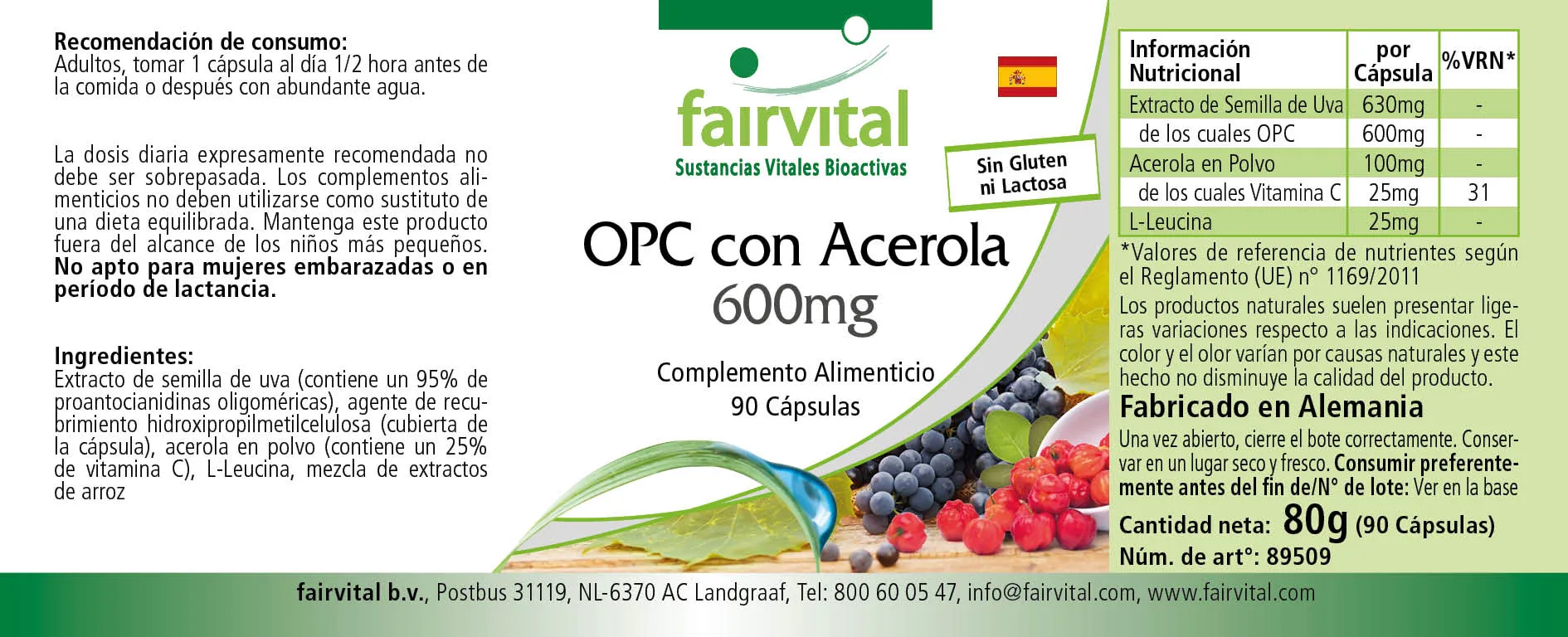 OPC 600mg with acerola - 90 capsules