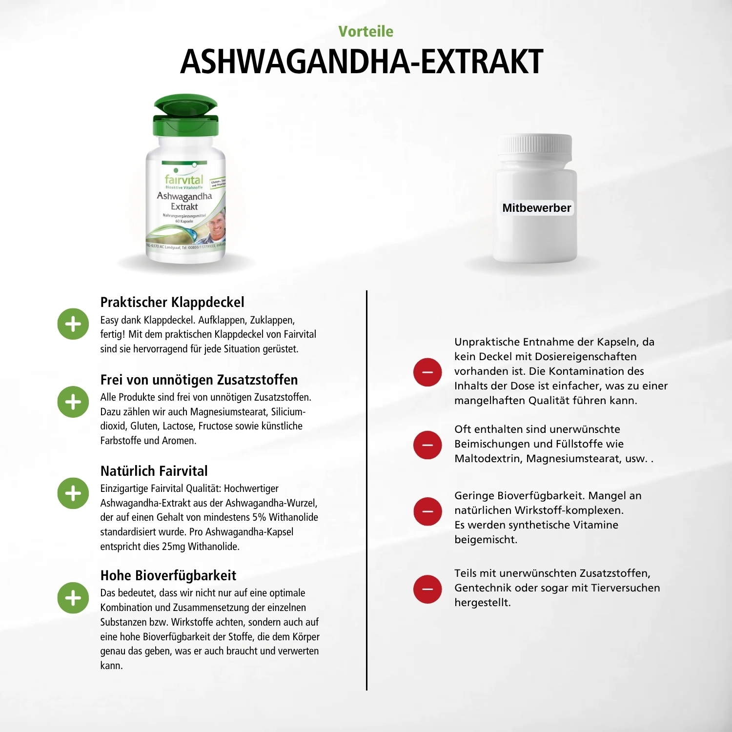 Ashwagandha Extrakt - 60 Kapseln  - Hochdosiert und Vegan | Fairvital