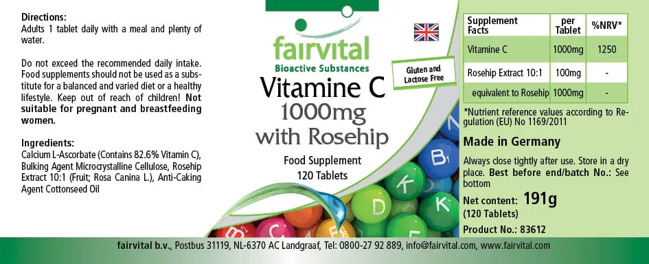 Vitamine C 1000mg met rozenbottel - 120 tabletten