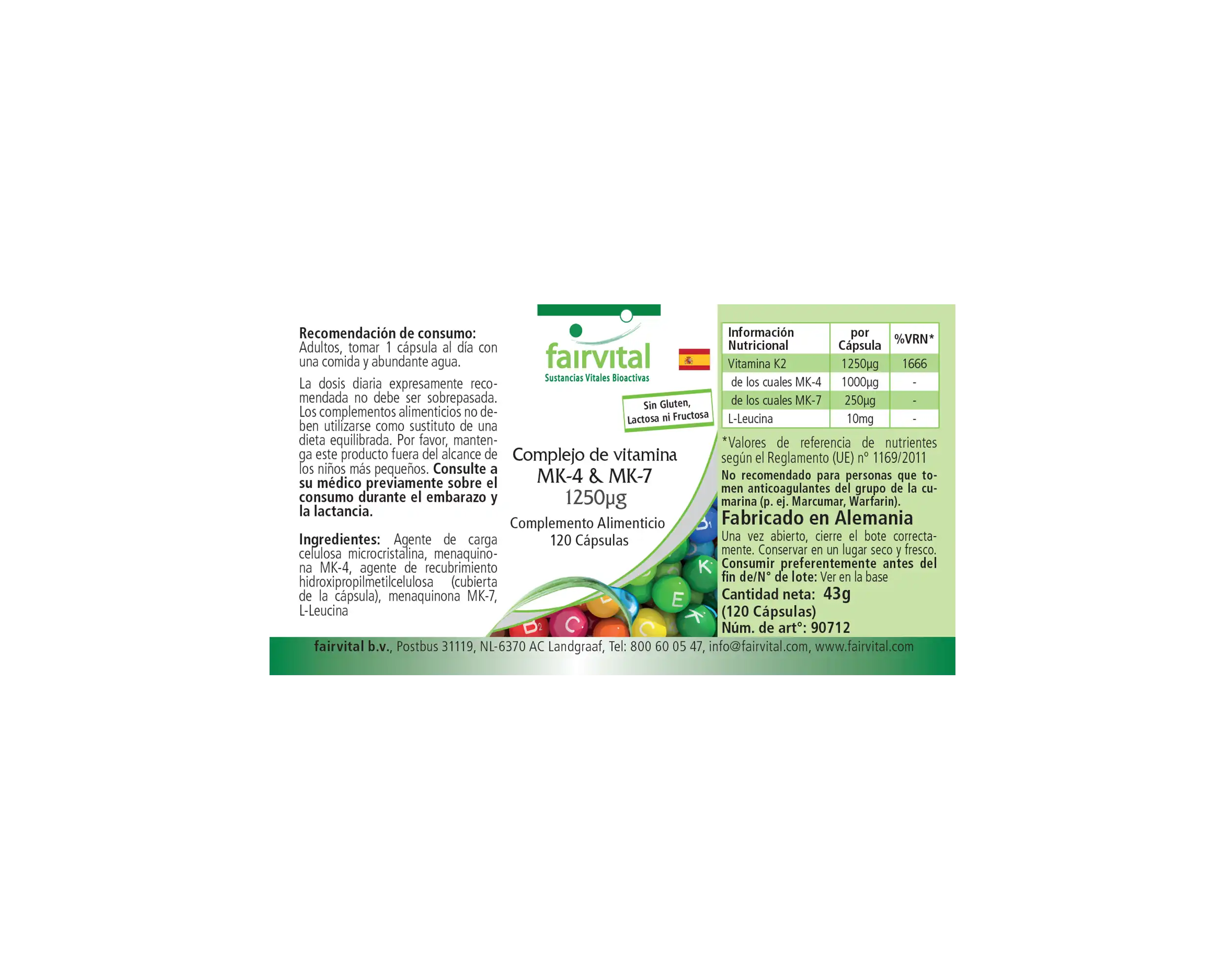 Vitamin K2 Komplex MK-4 & MK-7 1250µg