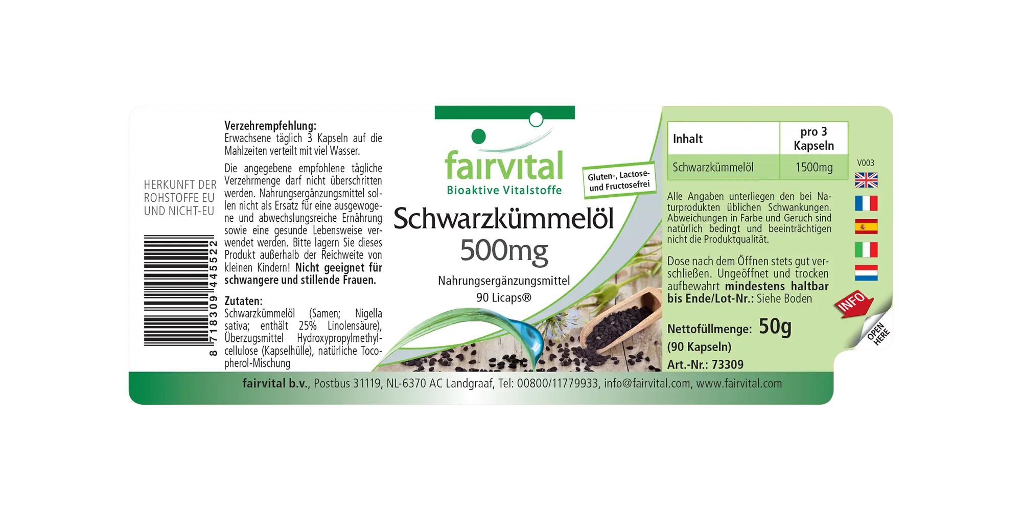 Schwarzkümmelöl 500mg Kapseln - 90 LiCaps® - Hochdosiert und Vegan | Fairvital Schwarzkümmelöl 500mg Kapseln - 90 LiCaps® - Hochdosiert und Vegan | Fairvital