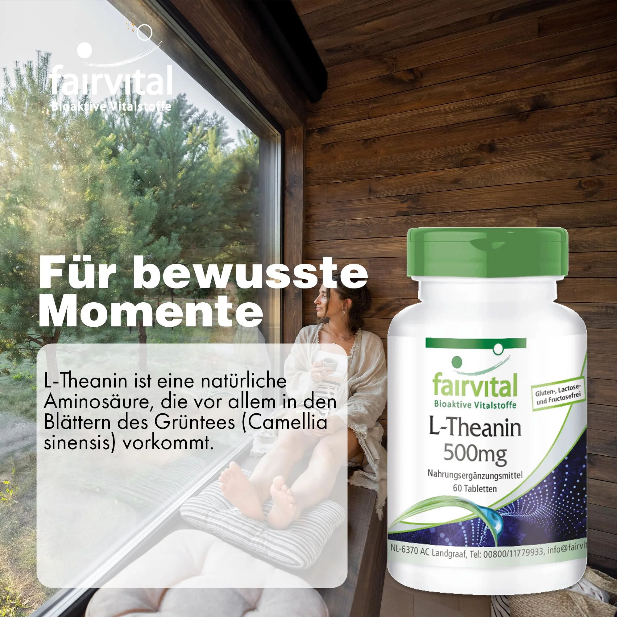 L-Theanin 500mg - 60 Tabletten - Aminosäure - Schluckfreundlich - Hochdosiert und Vegan | Fairvital