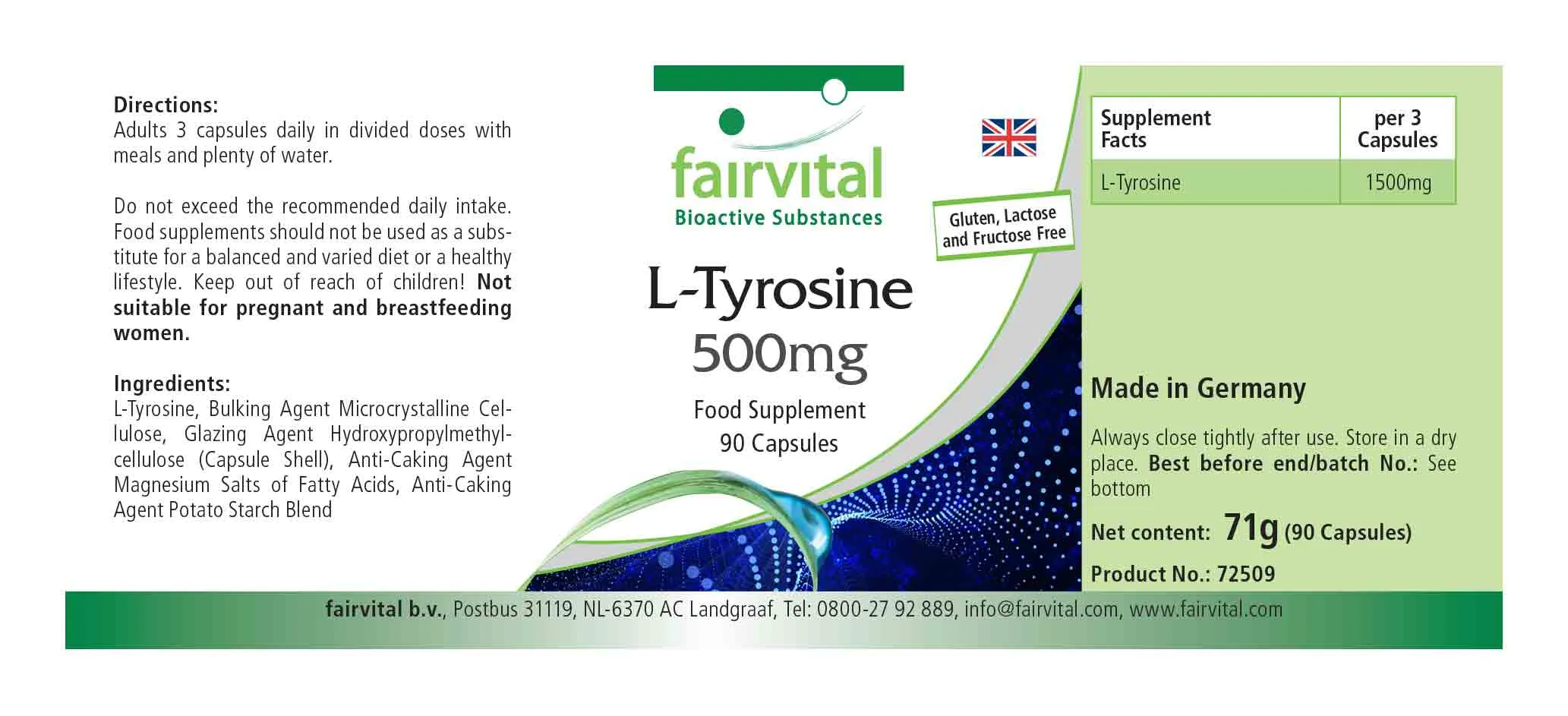 L-Tyrosine 500mg - 90 capsules