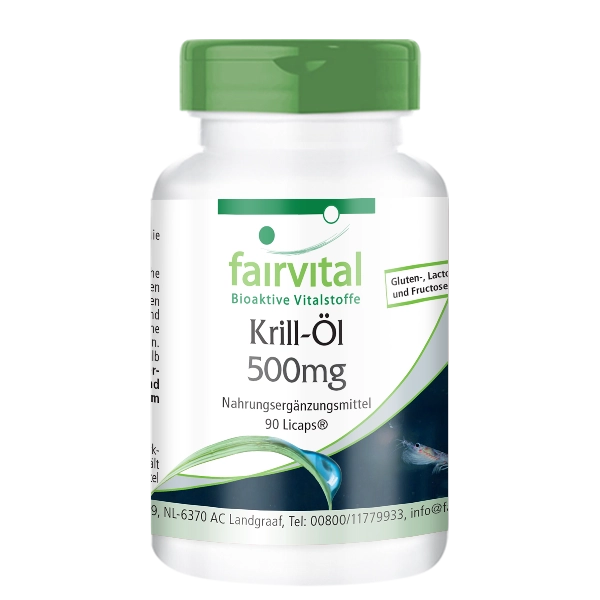 Krill-Öl 500mg Kapseln - 90 LiCaps® - mit EPA & DHA - für Hez, Gehirn, Sehkraft, Blutdruck uvm. | Fairvital Krill-Öl 500mg Kapseln - 90 LiCaps® - mit EPA & DHA - für Hez, Gehirn, Sehkraft, Blutdruck uvm. | Fairvital