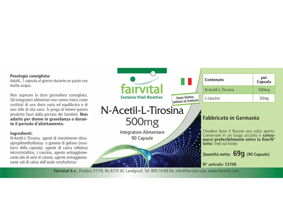 N-Acetyl-L-Tyrosin 500mg - 90 Kapseln