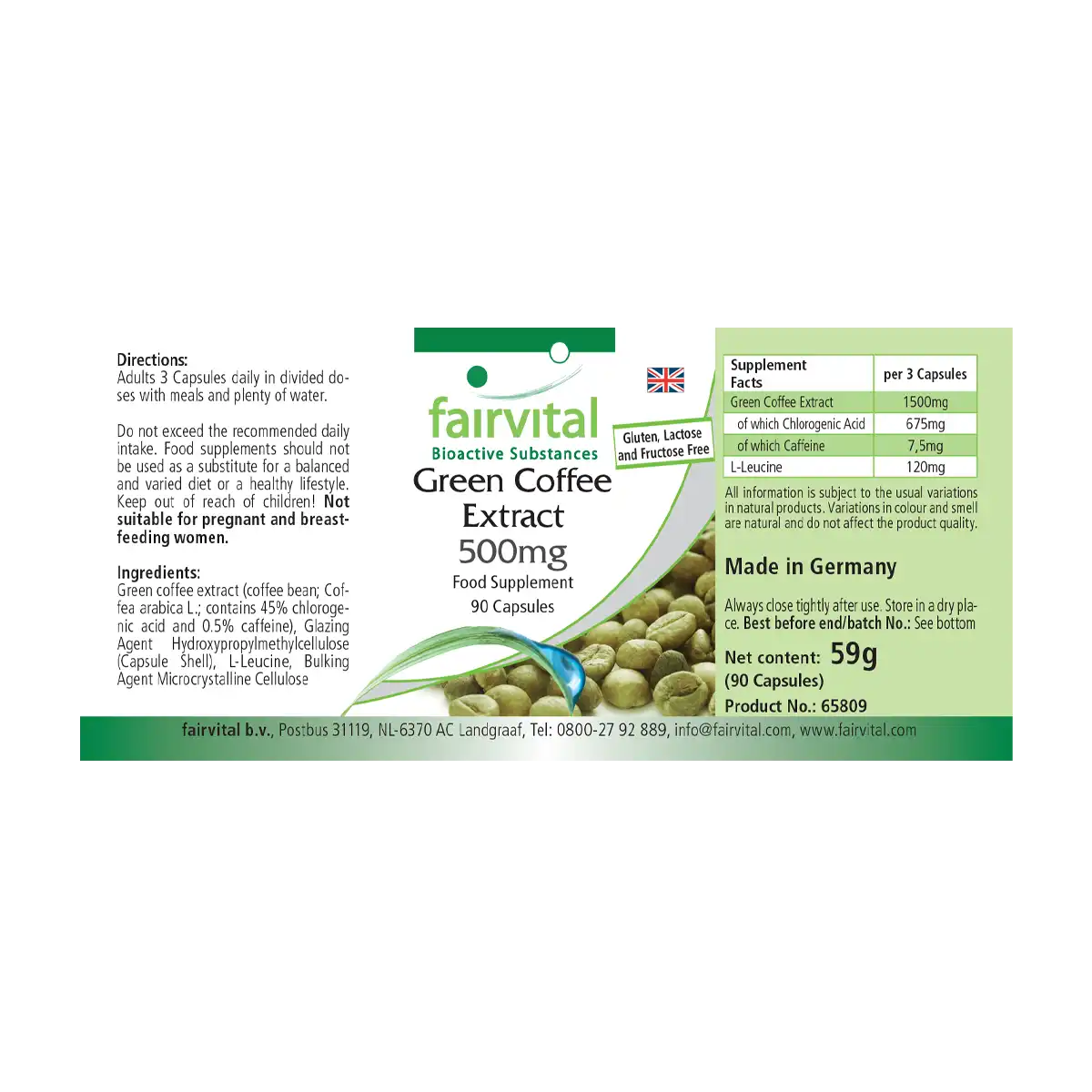 Groene koffie-extract 500mg - 90 capsules